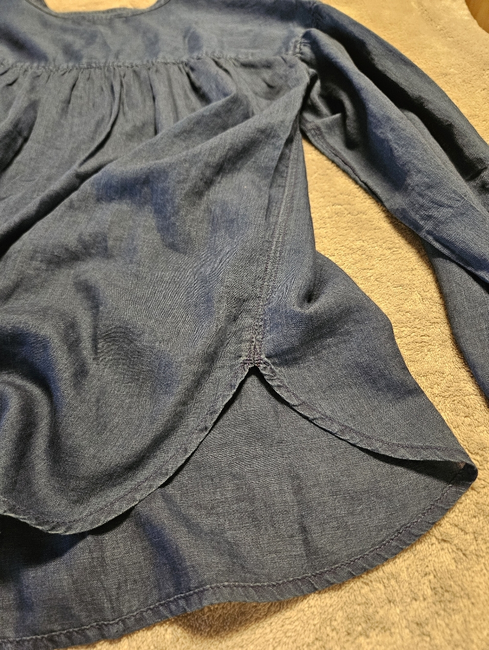 J Crew Denim Chambray Long Sleeve Lightweight Popover Shirt Size 8 - Picture 5 of 11